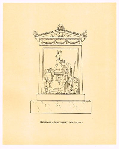 Cicognara's Works of Canova - "MODEL OF A MONUMNET FOR ALFIERI" - Heliotype - 1876