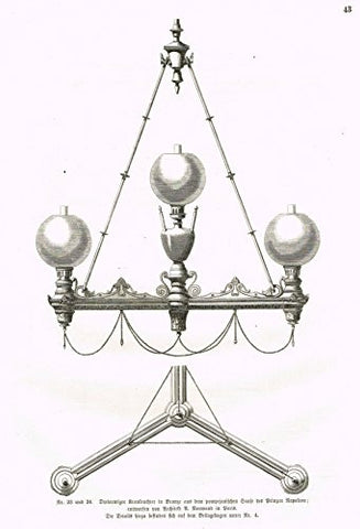 Baumer's 'Gewerbehalle'- THREE PART HANGING LAMP - c1870