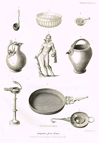 Archaeologia's Antiquity - ANTIQUITIES FROM NISMES - Engraving - 1852
