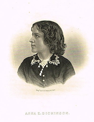 Moore's Women of the War - "ANNA E. DICKINSON" - Steel Engraving - 1868