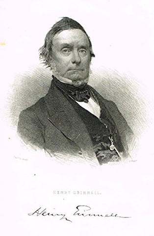Kane's Arctic Explorations - "PORTRAIT - HENRY GRINNEL" - Steel Engraving - 1856