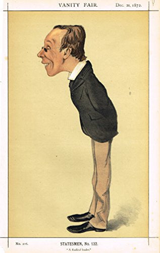 Vanity Fair Characiture - "A RADICAL LEADER" - (STATESMAN #132) - Large Chromolithograph - 1872