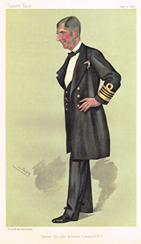Vanity Fair SPY Caricature - ADMIRAL SIR JOHN EDMUND COMMERELL - Chromolithograph - 1886
