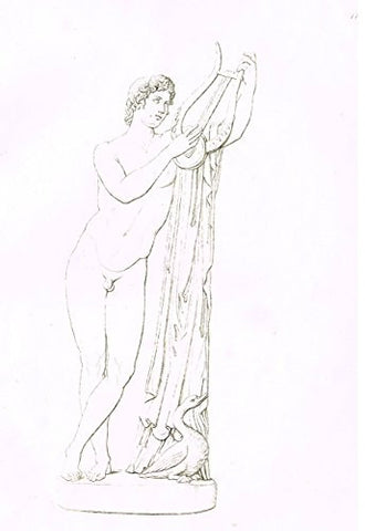 Fine Greek Engraving - DAVID WITH HARP - c1820