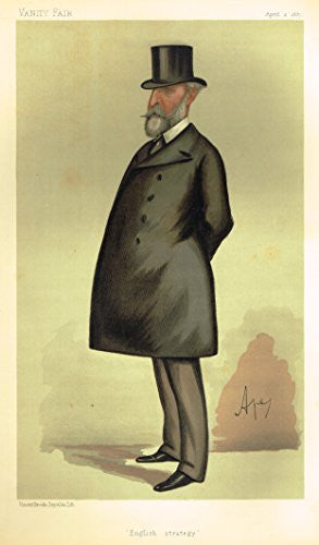 Vanity Fair SPY Portrait - ENGLISH STRATEGY - Large Chromolithograph - 1887
