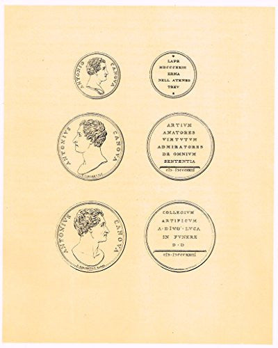 Cicognara's Works of Canova - "3 COINS - ARTIUM AMATORES" - Heliotype - 1876