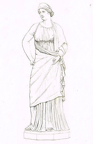 Fine Greek Engraving - FEMALE GREEK STATUE - c1820
