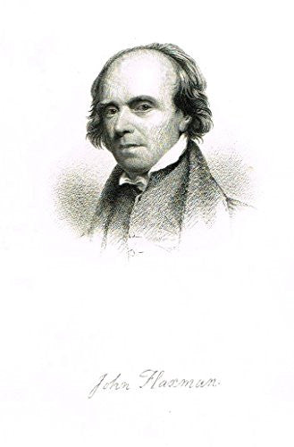 Samuel Smiles's 'Brief Biographies' - "JOHN FLAXMAN" - Steel Engraving - 1861
