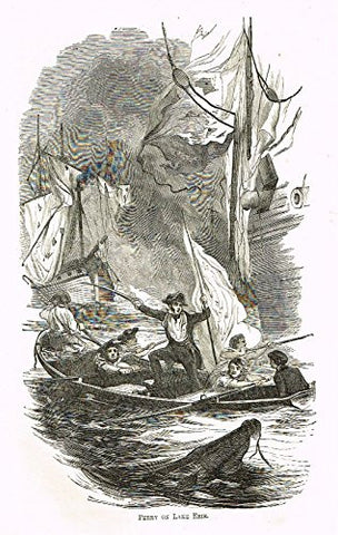Irvin's Life of Washington - "PERRY ON LAKE ERIE" - Woodcut - 1879