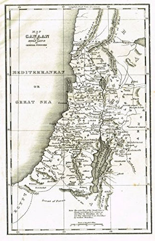 Religious Map - "CANAAN or the HOLY LAND" - Copper Engraving - c1820