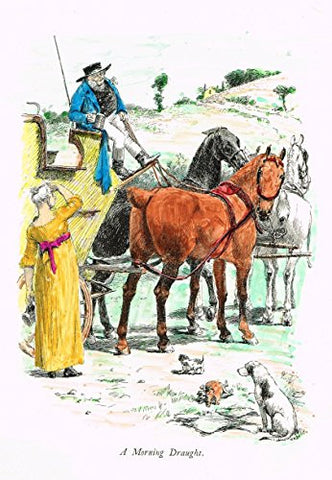 Tristram's Coaching Ways - "A MORNING DRAUGHT" - Hand-Colored Lithograph - 1888