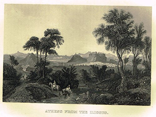 Duyckinck's History - "ATHENS FROM THE ILISSUS" - Steel Engraving - 1869