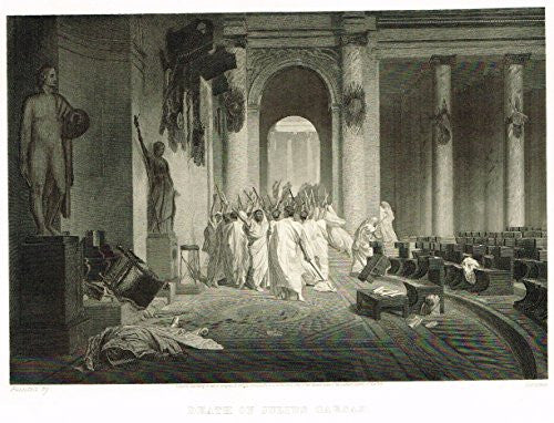 Duyckinck's History - "DEATH OF JULIUS CAESAR" - Steel Engraving - 1869