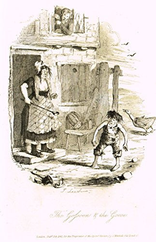 Sporting Review's - "THE GOSSOON & THE GOOSE" (Leech) - Copper Engraving - 1842