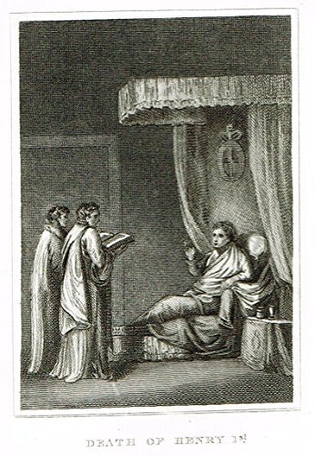 Miniature History of England - DEATH OF HENRY 1st - Copper Engraving - 1812