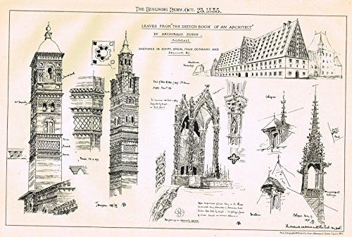 Building News' - "SKETCHBOOK OF AN ARCHITECT" - Lithograph - 1885