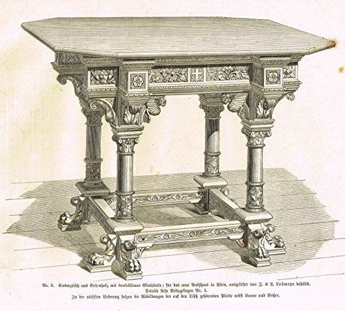 Baumer's 'Gewerbehalle'- FOOTED & WINGED OCTOGONAL TABLE - c1870