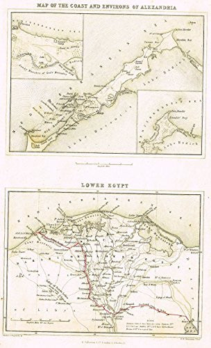 Swanston's Map - "COAST OF ALEXANDRIA & LOWER EGYPT" - Engraving - c1850