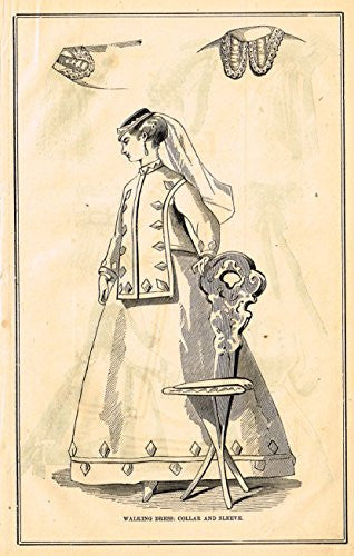 Harper's Magazine's - COLLAR AND SLEEVE - Lithograph - c1860