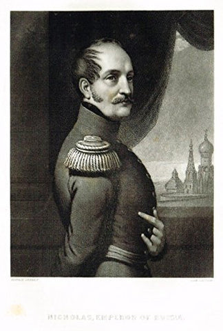 Tappan's Illustrious Personages - "NICHOLAS, EMPEROR OF RUSSIA " - Mezzotint - 1853