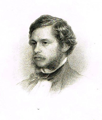 Samuel Smiles's 'Brief Biographies' - "THEODORE WINTHROP" - Steel Engraving - 1861
