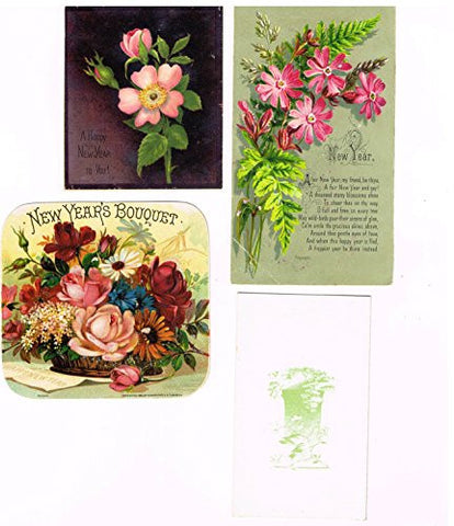 Four Vintage Christmas and or New Year's & Holiday Cards - from 1800's & Early 1900's
