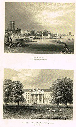 Tallis's London - "CHELSEA & ROYAL MILITARY ASYLUM" - Steel Engraving - 1851