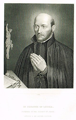 Miscellaneous Religious Print - "ST. IGNATIUS OF LOYOLA" - Steel Engraving - c1850