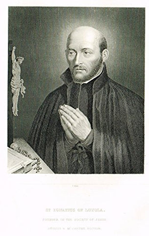 Miscellaneous Religious Print - "ST. IGNATIUS OF LOYOLA" - Steel Engraving - c1850