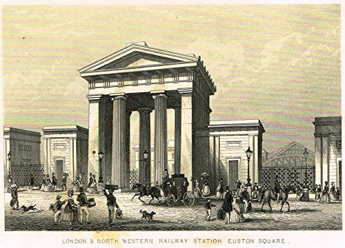 Tallis's - "LONDON & NORTH WESTERN RAILWAY STATION, EUSTON SQUARE" - Engraving - 1851