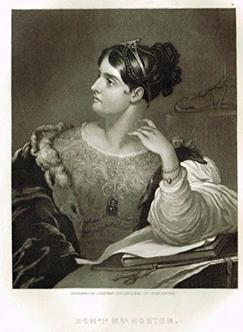 Tappan's Illustrious Personages - "HONORABLE MRS. NORTON" - Mezzotint - 1853