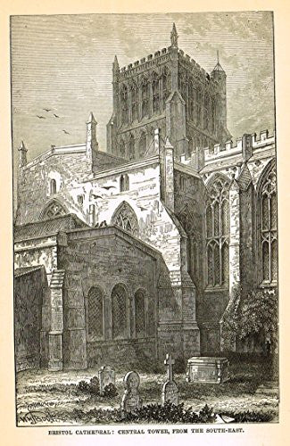 Our National Cathedrals - GLOUCESTER CATHEDRALE - Wood Engraving - 1887