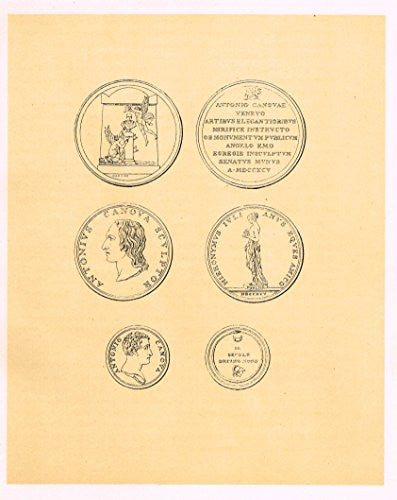 Cicognara's Works of Canova - "3 COINS - ANTONIO CANOVA SCULPTOR" - Heliotype - 1876