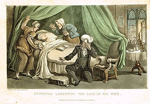 Rowlandson's Dr. Syntax - "DR. SYNTAX LAMENTING THE LOSS OF HIS WIFE" -Aquatint - 1820