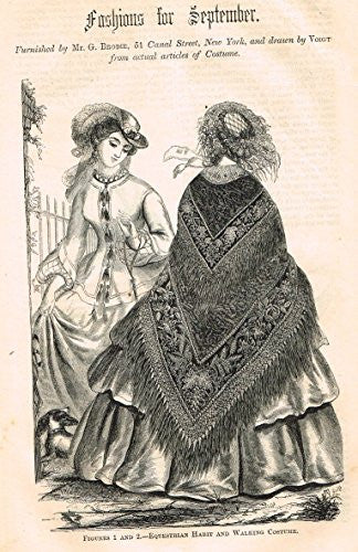 Harper's Magazine's - FASHIONS FOR SEPTEMBER - Lithograph - c1860
