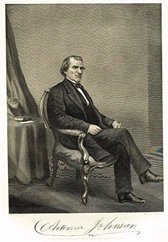 Chappel's National Portrait Gallery - "Andrew Johnson" - Steel Engraving" - 1864