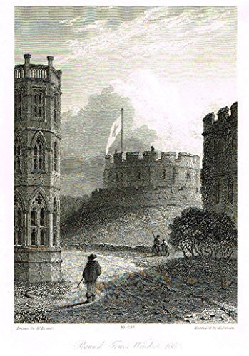 Waverley's Keepsake - "ROUND TOWER WINDSOR, 1660" - Steel Engraving - 1853