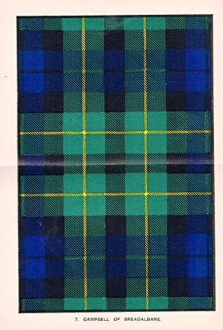 Johnston's Scottish Tartans - "CAMPBELL OF BREADALBANE" - Chromolithograph - c1899
