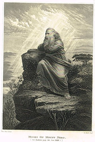 Miscellaneous Religious Print - "MOSES ON MOUNT NEBO" - Steel Engraving - c1850
