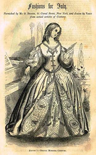Harper's Magazine's - FASHIONS FOR JULY - Lithograph - c1860