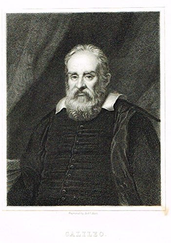 Knight's Gallery of Portraits - "Galileo" - Steel Engraving" - 1833