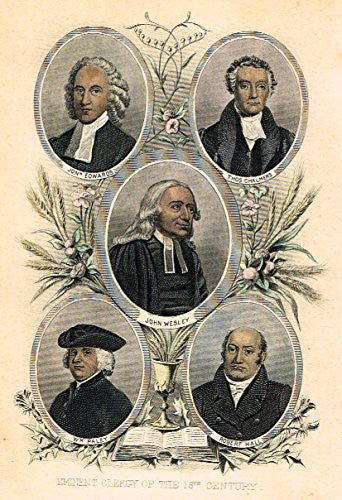 History of Christianity - "EMINENT CLERGY OF THE 18th CENTURY" - Engraving - 1872