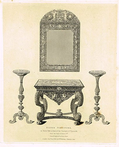 Shaw's Ancient Furniture - "SILVER FURNITURE" - Large Steel Engraving - 1836
