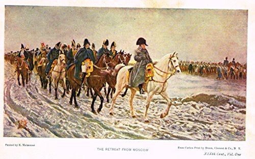 Emerson's History - THE RETREAT FROM MOSCOW - Lithograph - 1901