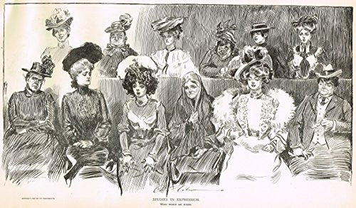 The Gibson Book - "WHEN WOMEN ARE JURORS" - Lithographic Sketch - 1907