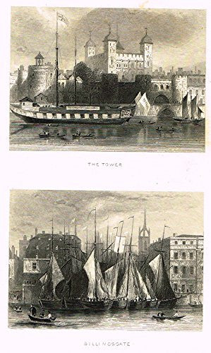 Tallis's London - "THE TOWER & BILLINGSGATE" - Steel Engraving - 1851