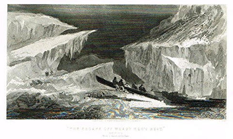 Kane's Arctic Explorations - "THE ESCAPE OFF WEARY MEN'S REST" - Steel Engraving - 1856