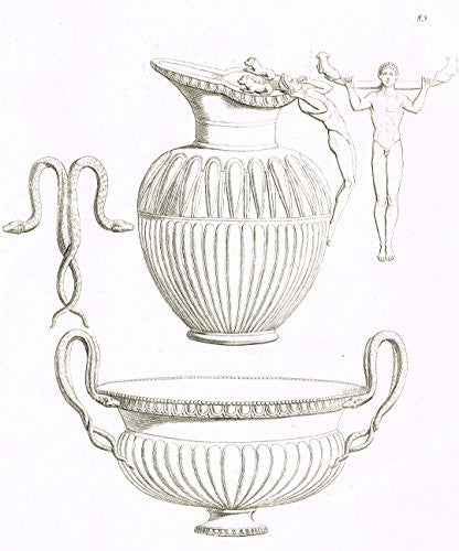 Fine Greek Engraving - "MAN HANDLED PITCHER" - c1820