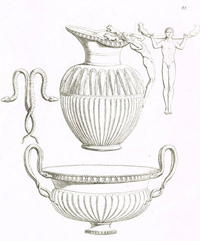 Fine Greek Engraving - "MAN HANDLED PITCHER" - c1820