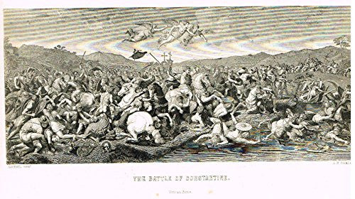 Yonge's Pictorial History - "THE BATTLE OF CONSTANTINE, VATICAN, ROME" - Steel Engraving - 1882